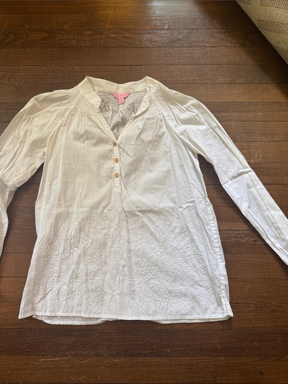 Lilly Pulitzer White Embroidered Cotton Tunic